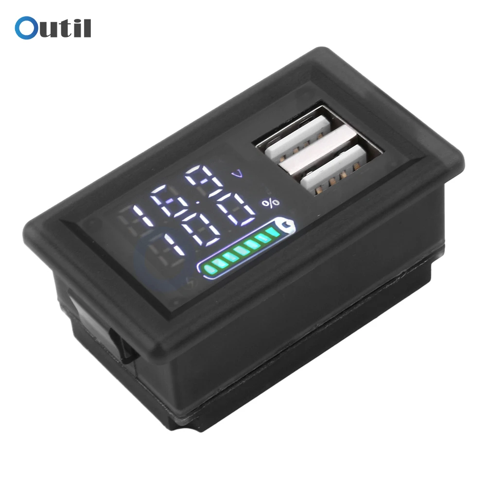DC 9-24V Digital Voltmeter USB+Type-C Dual-interface Lithium Battery Capacity Display Meter ZFX-3079 LED Battery Display Voltmet 3