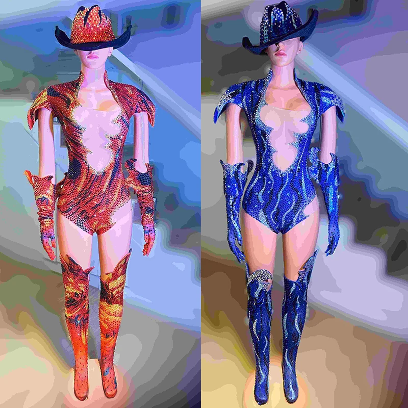 

2024 Full Diamond Sexy Bodysuit Nightclub Bar Dj Performance Stage Costumes Women Gogo Dancers Jumpsuit Festival Dress DN17409