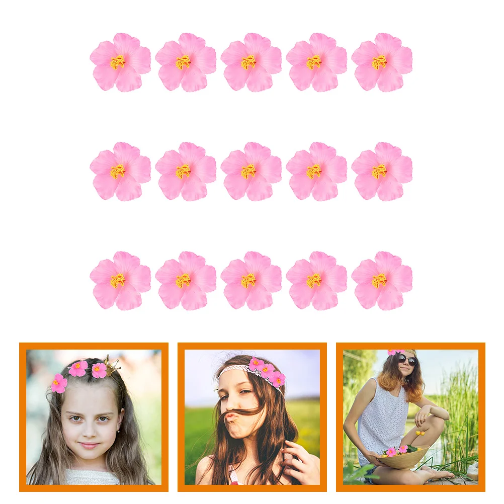 

15 Pcs Artificial Flowers Decoration Simulation Hibiscus Ornament Hawaiian for Decorative Heads Banquet