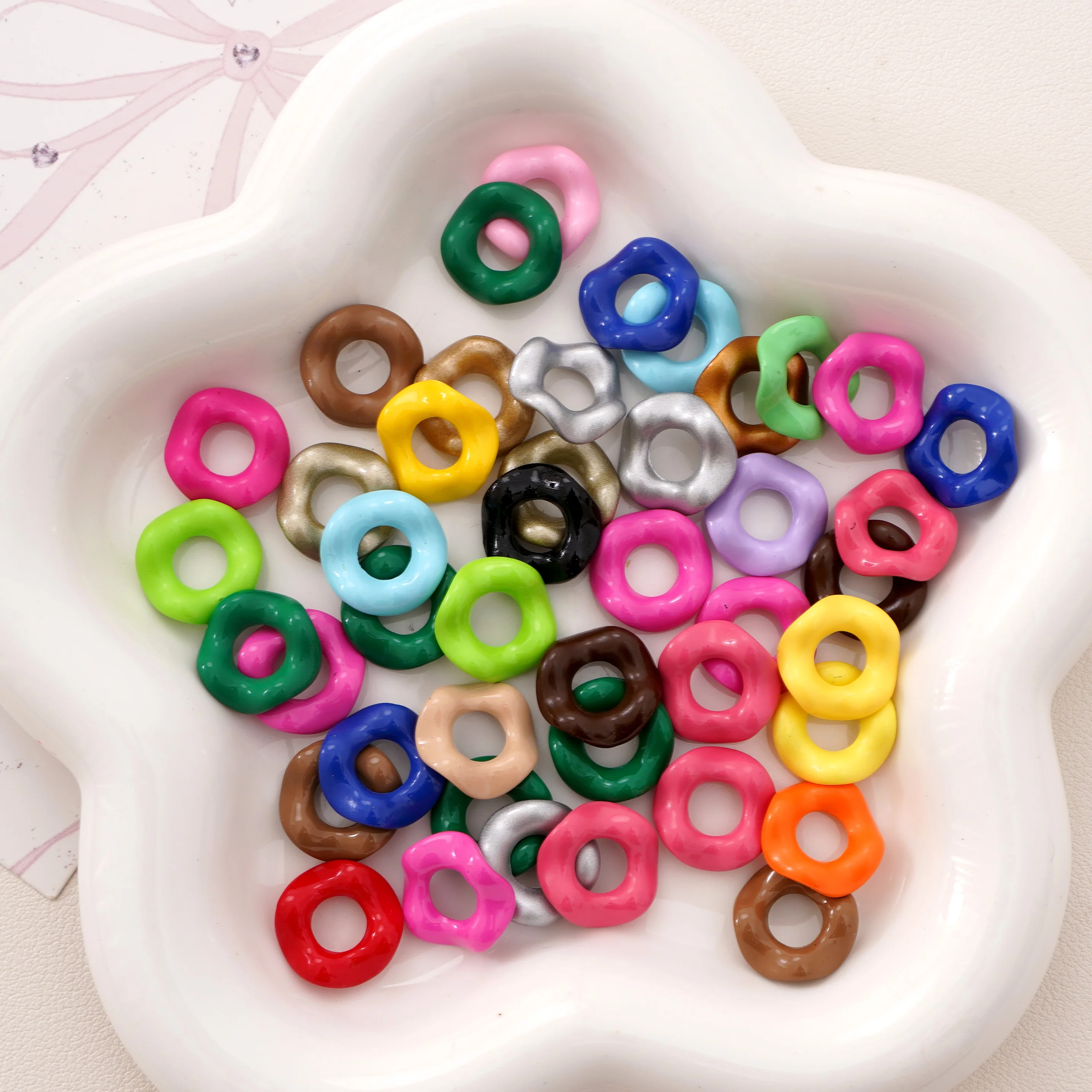 5/20 Stück 16 mm mehrfarbige Acryl-Sprühlack-Perlen mit großem Loch für Schmuckherstellung, DIY-Schlüsselanhänger, Armband, Halskette, Zubehör – Detail 5