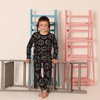 AA-kids boy summer spring fashion clothes 2pcs set cotton long sleeve and short sleeve 2pcs clothes set smile print black set 1
