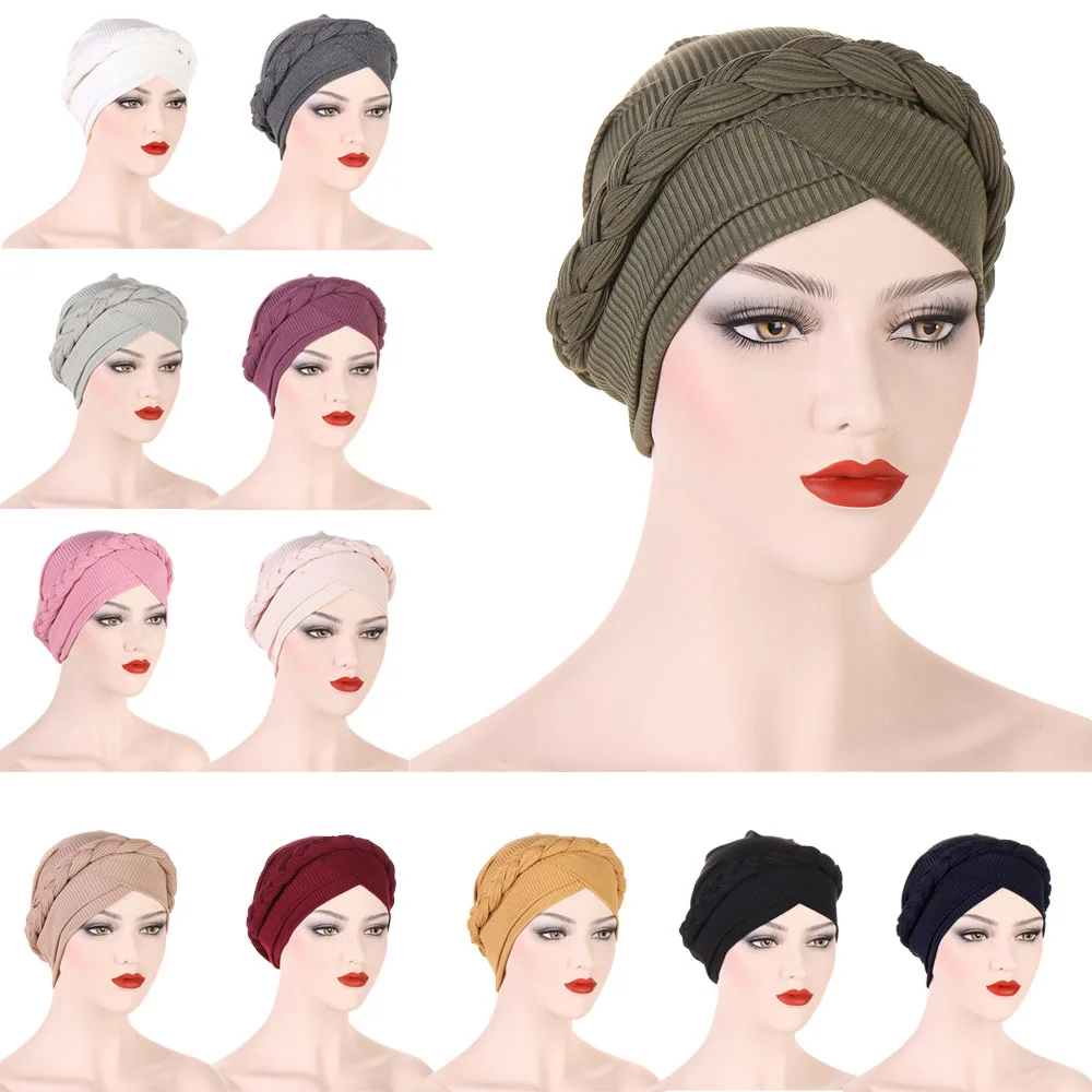 

Women Hair Care Islamic Head Scarf Muslim Hijab Braid Wrap Stretch Turban Hat Chemo Cap Headwear Skullies Bonnet Turbante Mujer