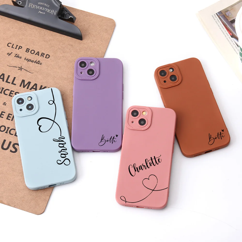 Чехол на заказ с надписью Love Name для iPhone 13 Pro Max 11 12 Mini 8 Plus роскошный силиконовый