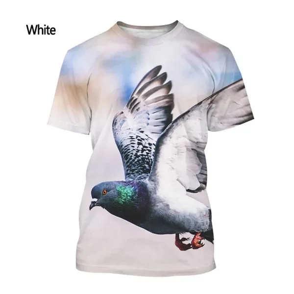 T-shirt Pigeon 3D Harajuku Manches Courtes Unisexe - Multicolore, 88% Polyester 12% Spandex
