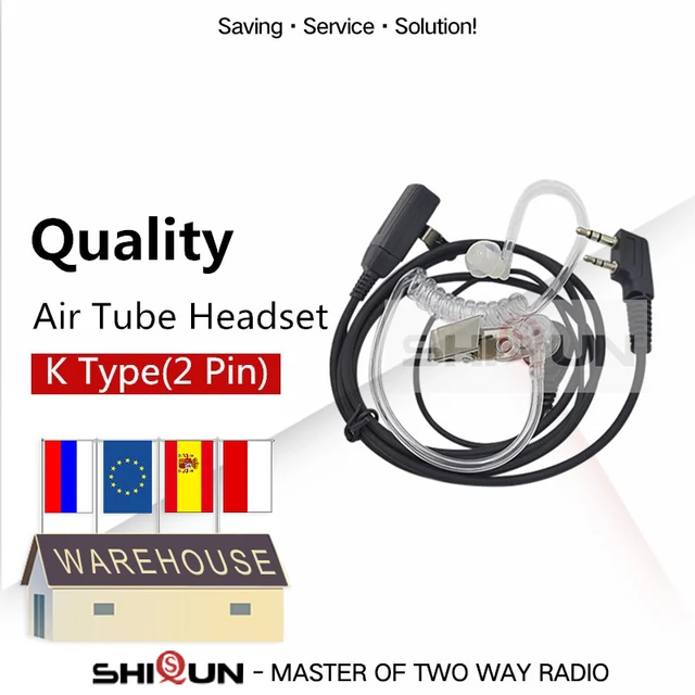 Acoustic Headset for Baofeng Walkie Talkie BF-888S UV-5R UV-82 UV-S9 Plus RT22 Air Tube Earpiece of UV-16 Max UV-13Pro Ham Radio