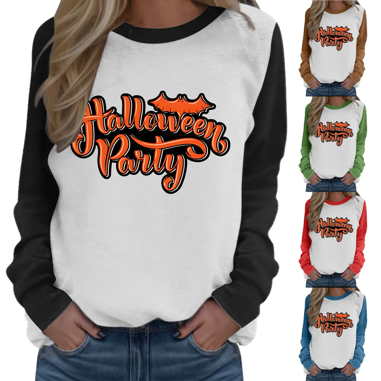 

Fleece Women Top Womens Raglan Sleeves Casual Comfort Pullover Long Sleeve Tops Halloween Sweatshirt Elderly Sweatsuit