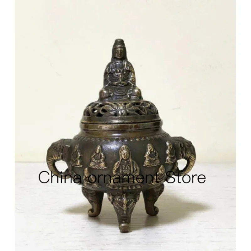 

Античная винтажная бронзовая курильница Guanyin, счастливая курильница