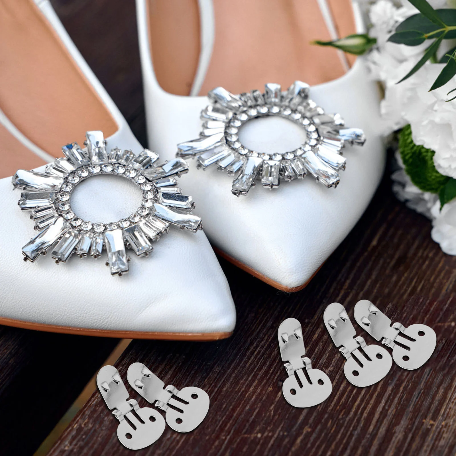 

10 Pcs Wedding Decor Stainless Steel Shoe Clips DIY Blank Flat Findings Metal Women's