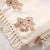 Cute Bear Muslin Squares Cotton Baby Blanket for Newborn Plaid Infant Swaddle Blanket Babies Accessories Bed Summer Comforter 4