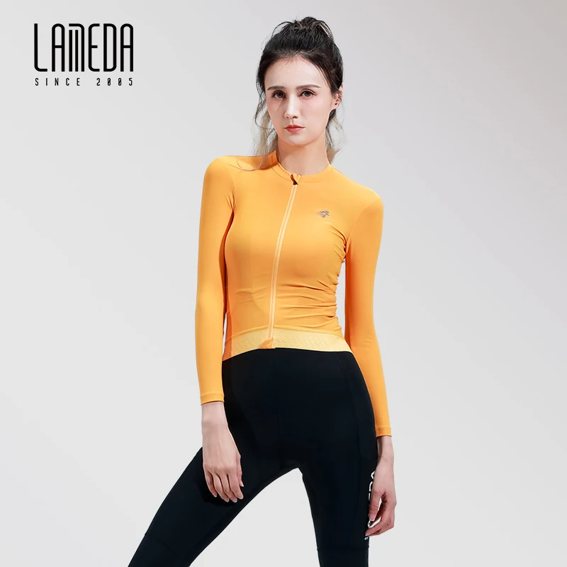 thumbnail image 1 of LAMEDA Maillot de ciclismo profesional para mujer UPF50+ ajustado de manga larga de secado rápido transpirable ropa superior para bicicleta de carretera, 1 of 5