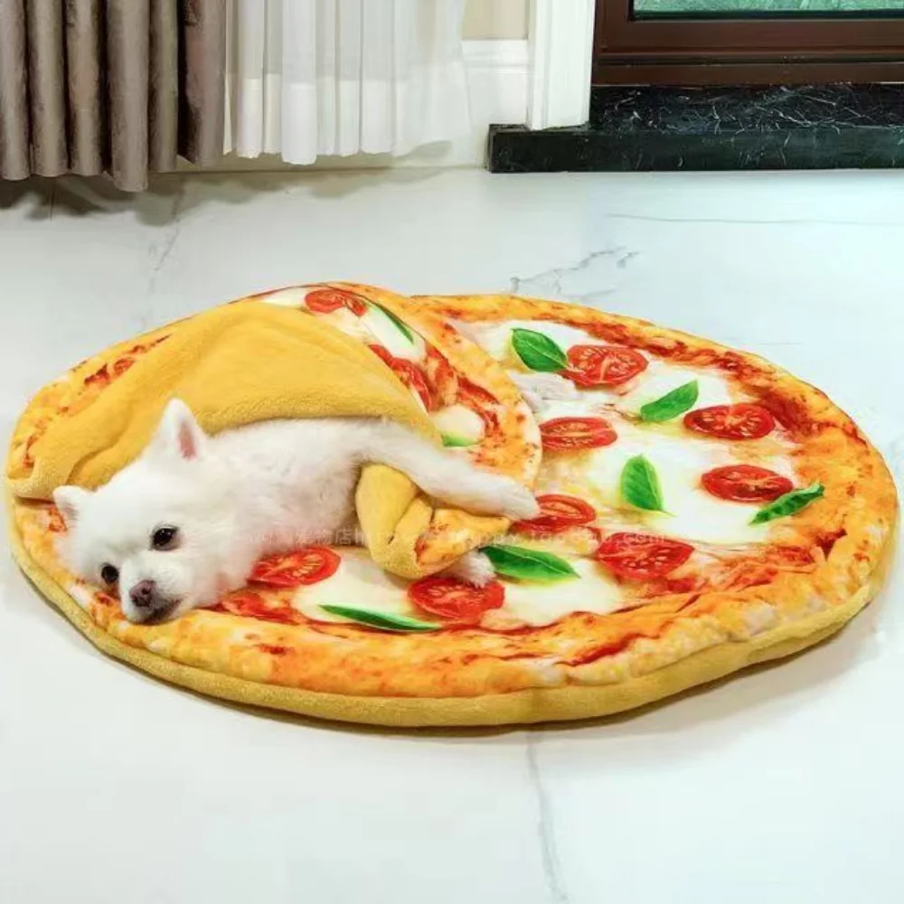 2023 Comfort Pizza Cat Mat Soft Warm Dog Sleeping Bed Mat Cat Blanket