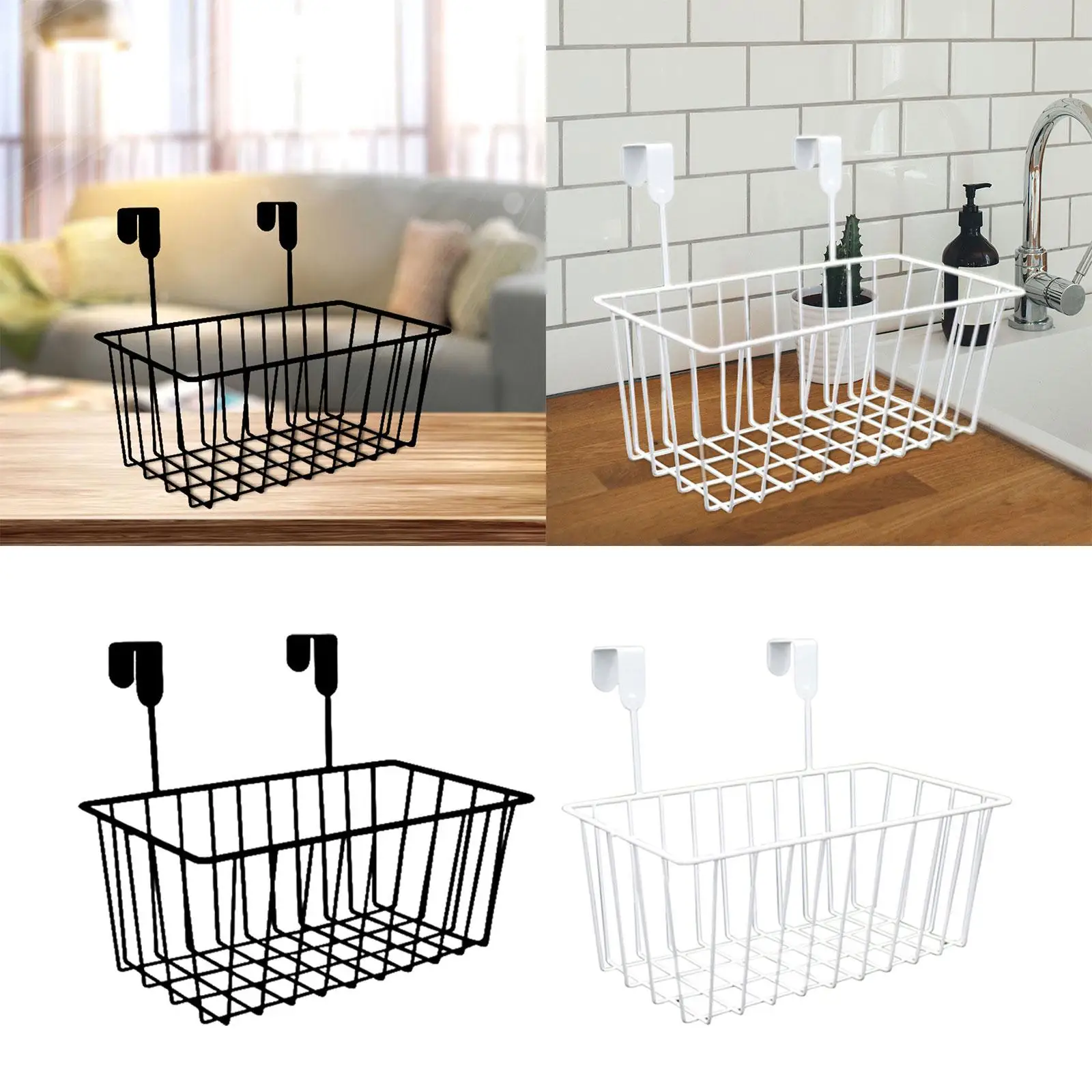 Grid Storage Baskets with Hooks, Over Cabinet Door Organizer,Wire Basket  Hanging - AliExpress