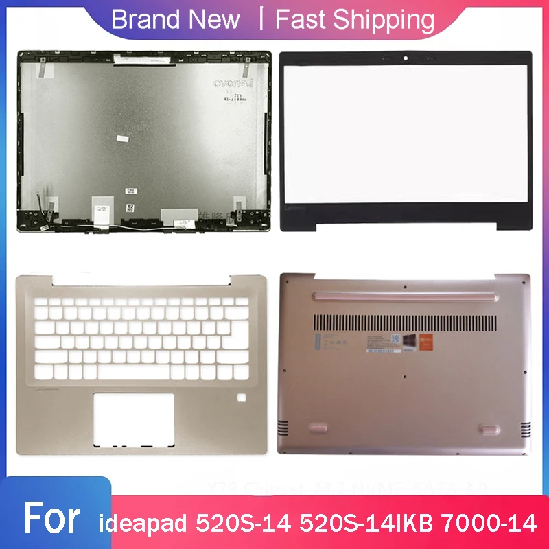 Caixa Inferior para Laptop Lenovo Tampa Traseira Lcd Moldura Frontal Base de Palmrest Prata Ouro Rosa Lenovo Ideapad 520s14 520s-14ikb 7000-14