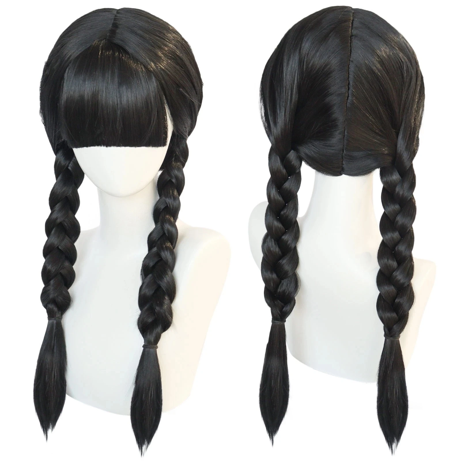 

Wednesday Addams Cosplay Wig Movie The Addams Family Long Black Braids Hair with Bangs for Halloween Party Cosplay Wigs