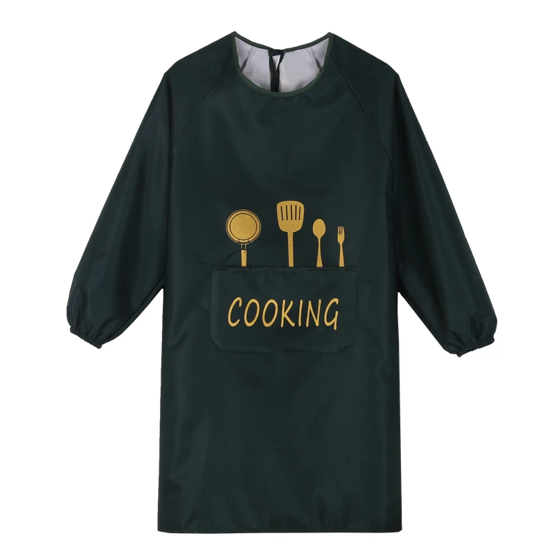 Kitchen Apron Long-sleeved Waterproof and Oil-proof Korean Fashion Blouse for Adults