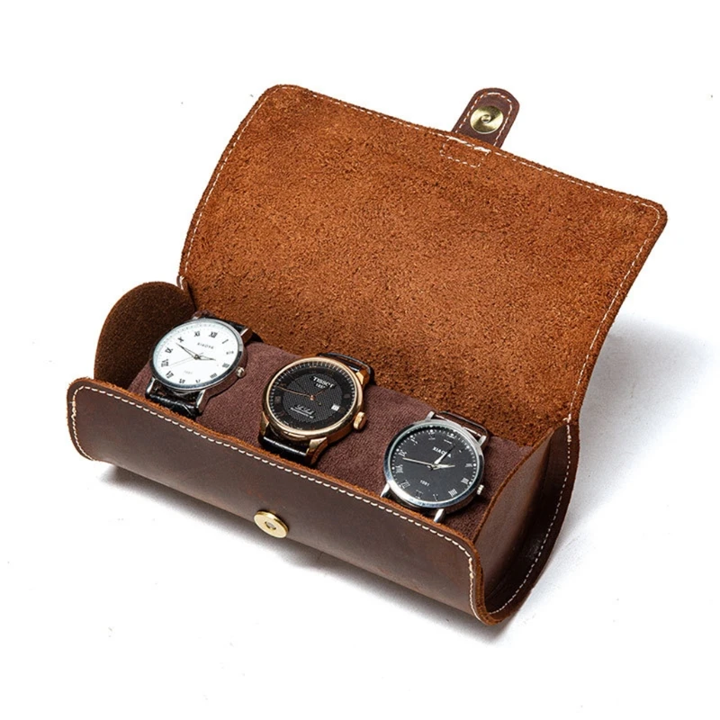 

Family Watch Leather Roll Bag Glass Jewelry Bracelet for Case Storage Home Officce Supplies