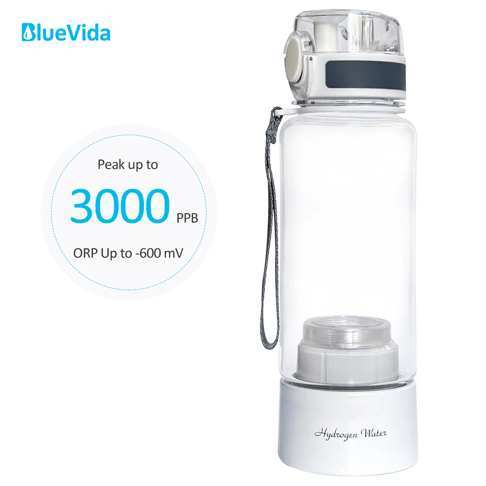 Bluevida new sports style SPE & PEM hydrogen water generator, H2 up to 3000ppb and large battery capacity hydrogen water bottle bluevida max 5000ppb hydrogen water generator spe