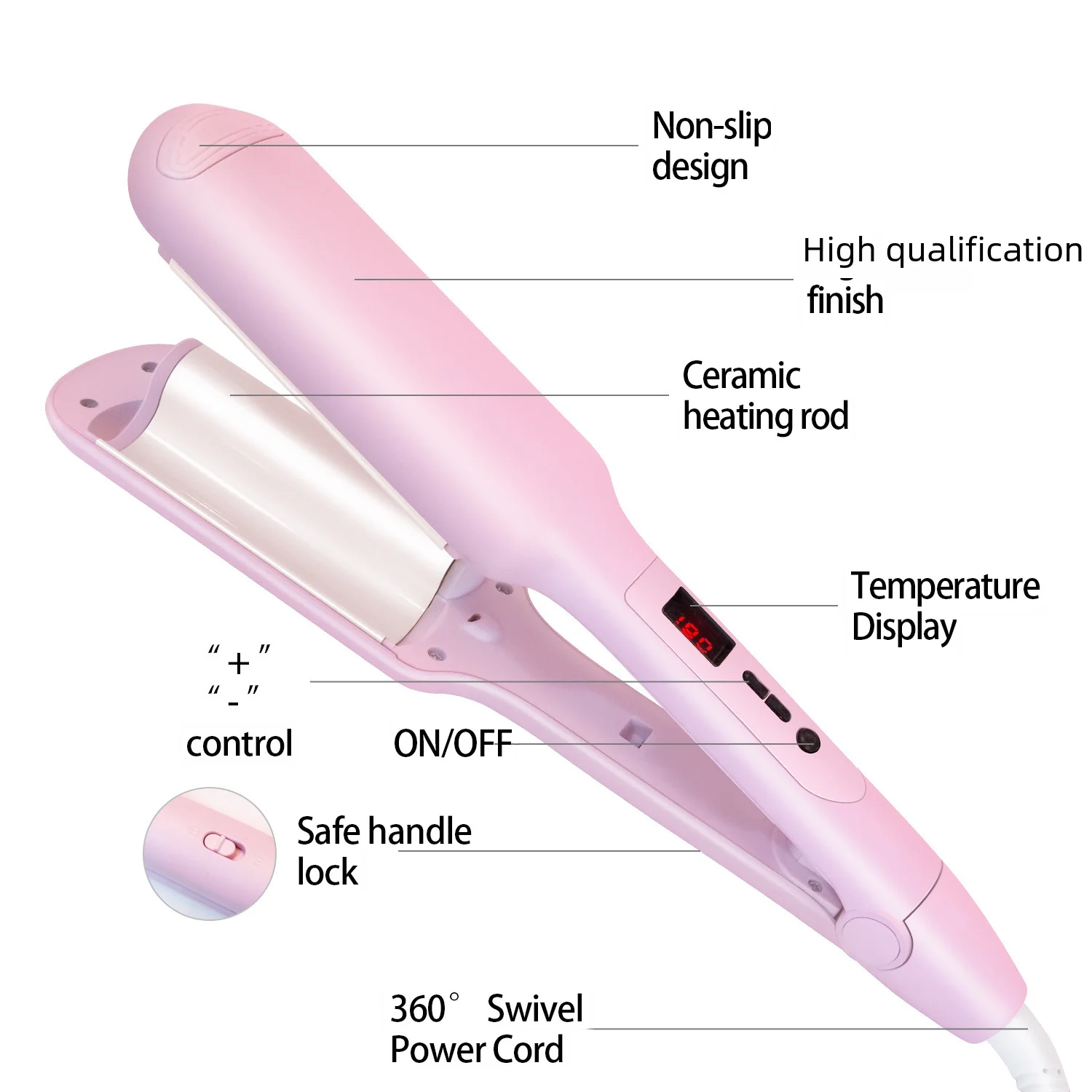 2-in-1 Straight Hair Brush Curling Iron Combted Hair Clippers Floating Board LCD Digital Brushes Electric Brushes