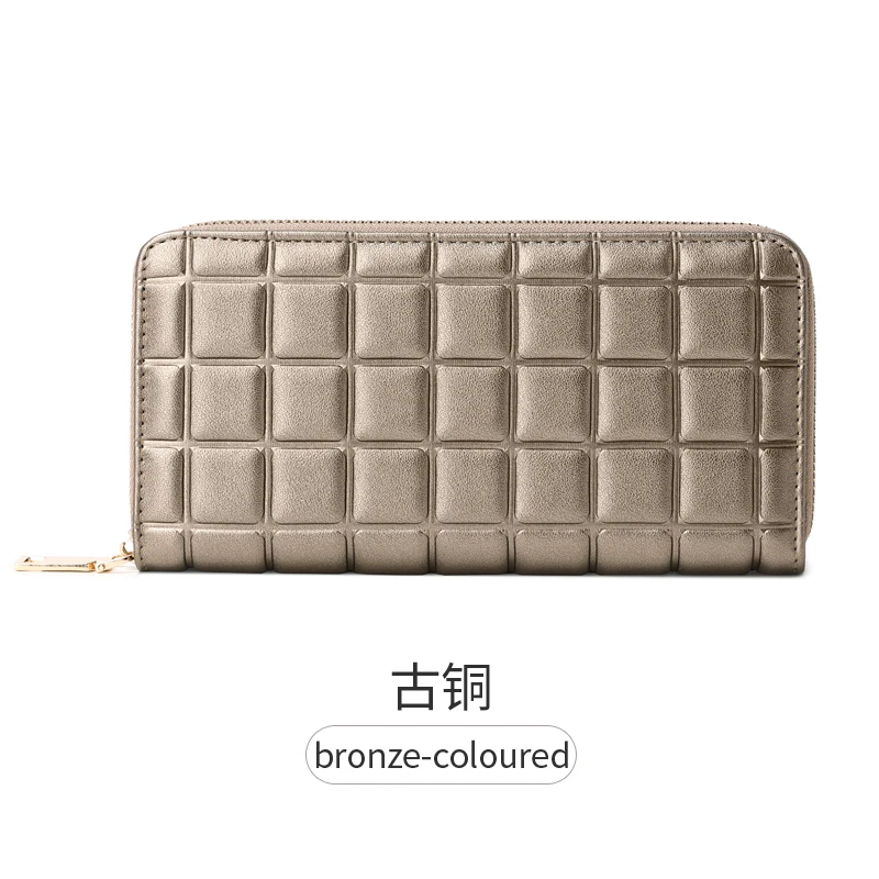 Elegant Quilted Women's Multi-Functional Wallet - Solid Color Long Design