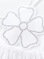 20025 Women Fashion  Rhinestone Floral Poplin Tank Tops Sexy Backless Tied Thin Straps Female Female Camis Top Mujer - Image 4