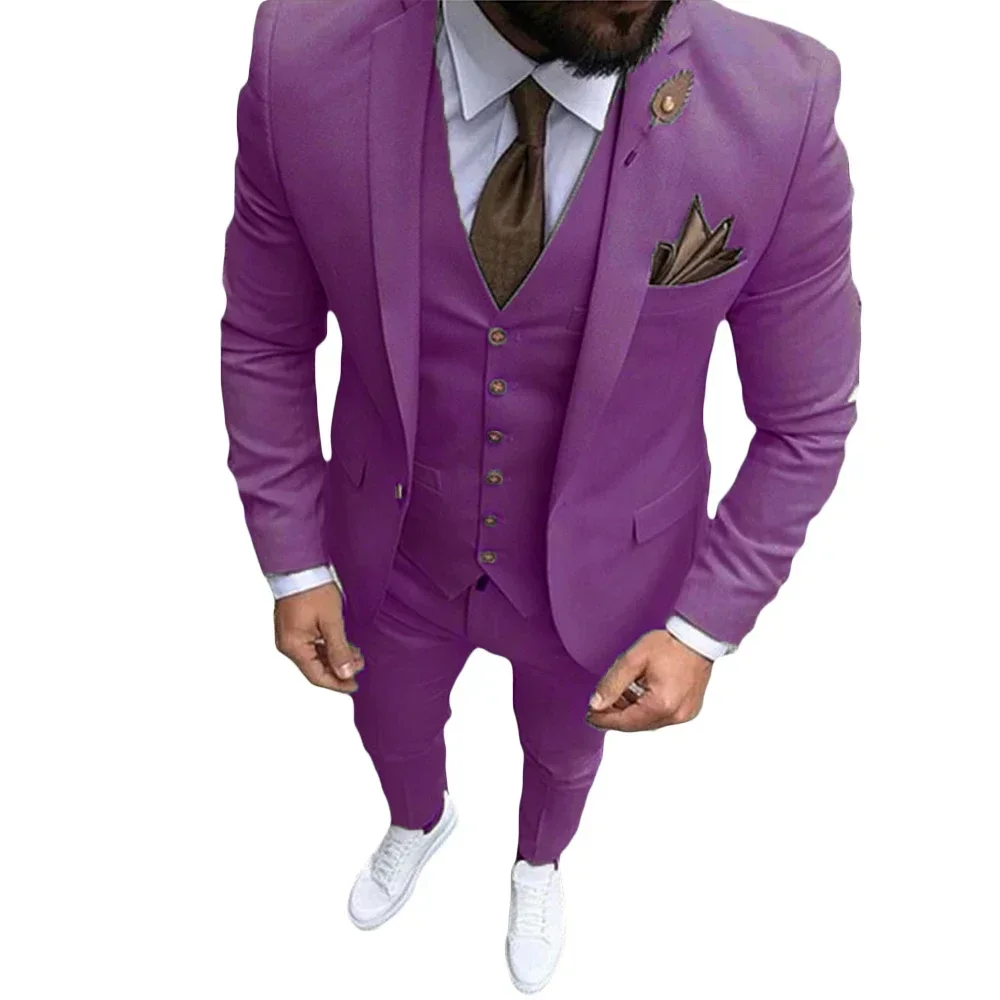 Fashion High Quality Beige Mens Suits Smart Cusual 3 Piece Slim Fit Male Blazer Wedding Groom Tuxedos Costume Homme