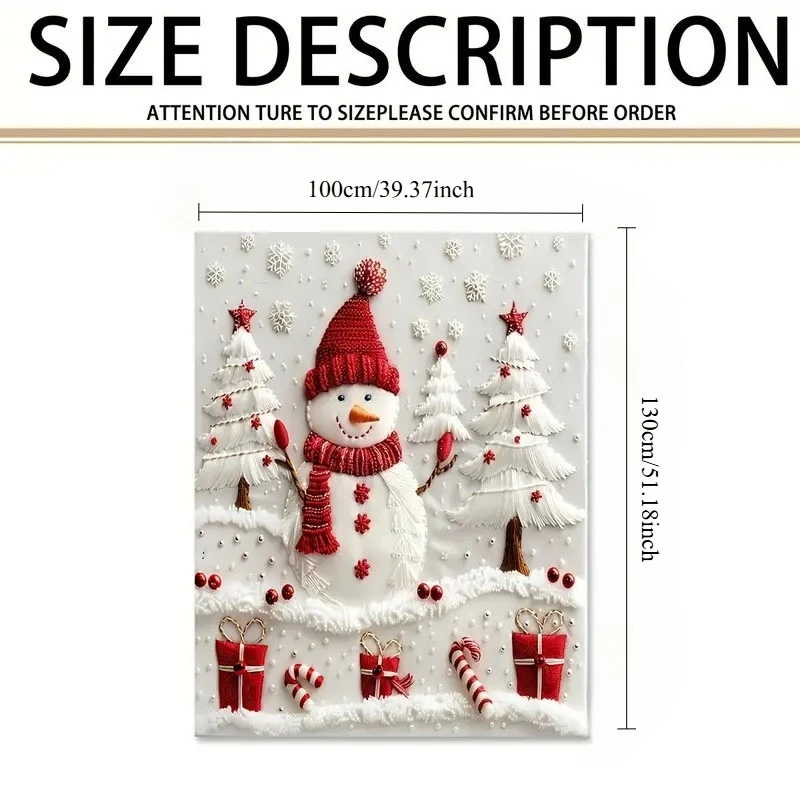 1pc Christmas Snowman & Tree Pattern Flannel Blanket , All-Season Use, Holiday Decor,Festive Design,Plush Texture,Christmas