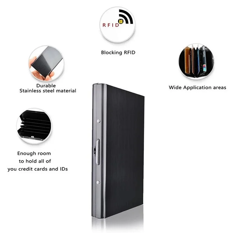 Sleek Aluminum RFID-Blocking Credit Card Holder - Large Capacity Slim Wallet Case with Enhanced Card Protection