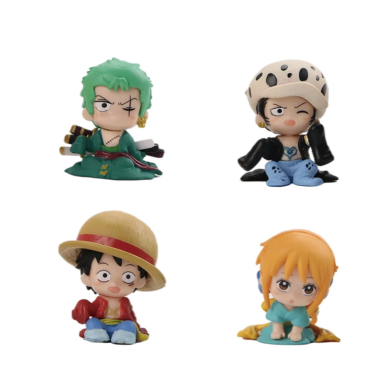 4Pcs/10Pcs One Piece Anime Figure Luffy Zoro Chopper Sanji