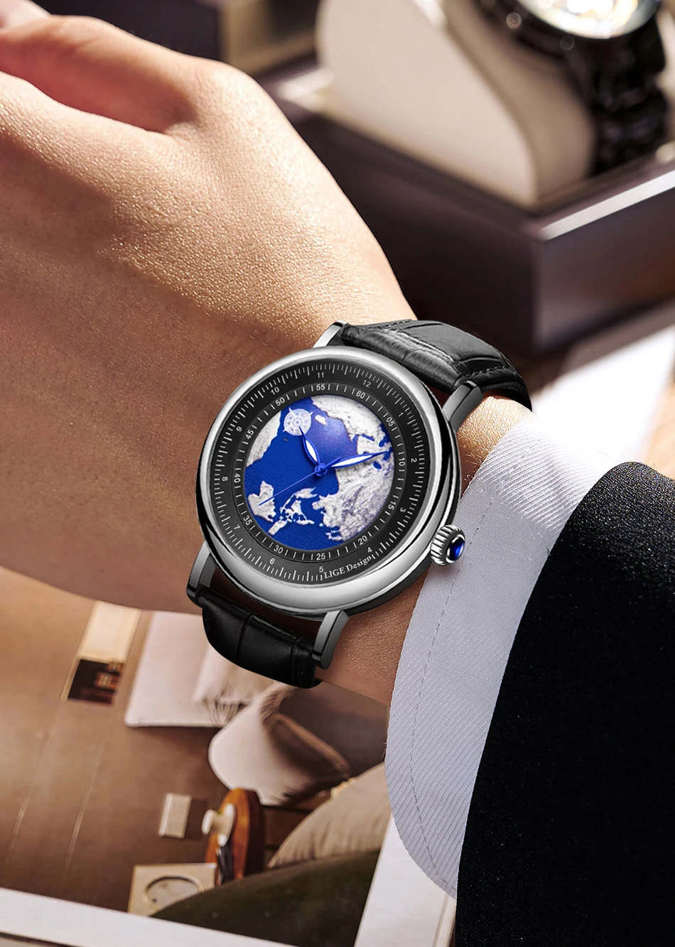 Relógios masculinos de quartzo com pulseira de couro, relógios de pulso masculinos de luxo, marca superior, luminoso, data, semana, negócios, relógio masculino_voghion.com