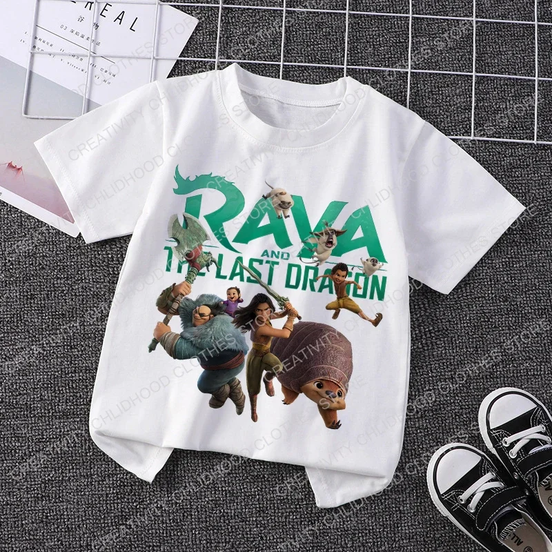 

New Raya and The Last Dragon Children T Shirt Disney Kawaii Anime Cartoons Kid Boy Girl T-shirt Fashion Tee Casual Clothes Tops