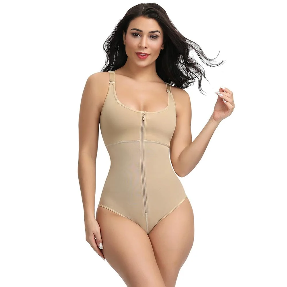 

Women Shapewear Bodysuit Straps Tummy Control Waist Trainer Cincher Body Shaper Zipper Postpartum Recovery Hip Lifter Underwear