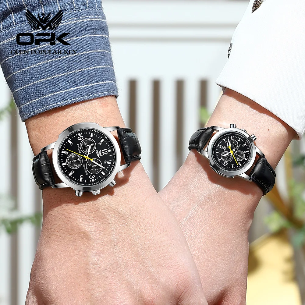 OPK 6015 Luxury Brand Quartz Couple Watch Waterproof Watch Lover Gift Nightglow Classic Digital Clock His or Her Couple Watch