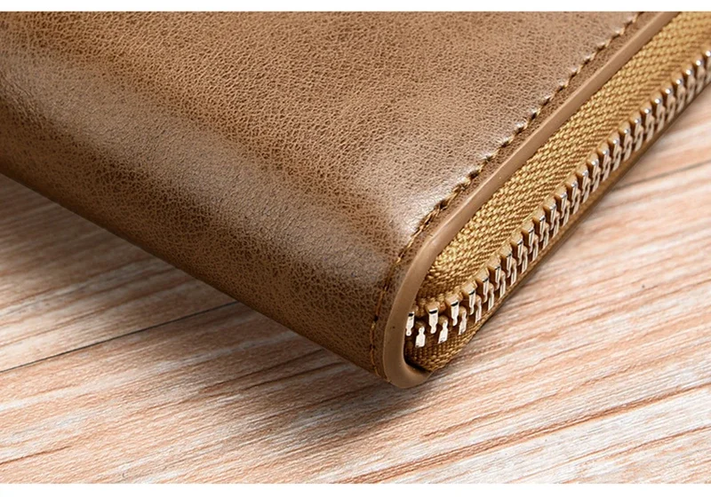 Luxury RFID Blocking Wallet - Mens Zipper Business Card Holder