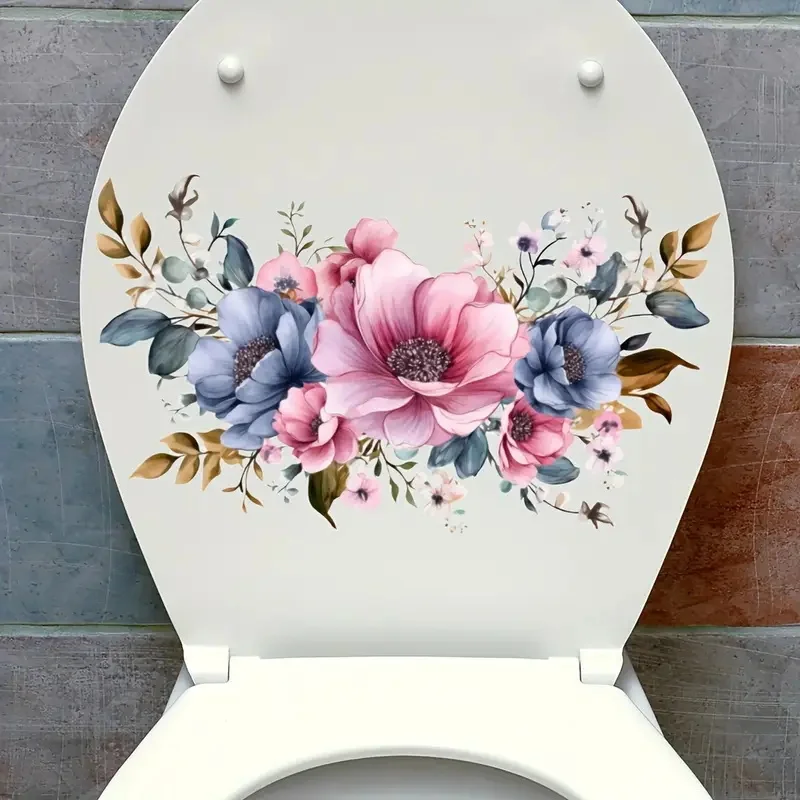 Floral Toilet Stickers Decoration for Living Room, Bedroom, and Home Decor Flowers Wall Decals Self-Adhesive
