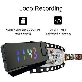 4K Ultra HD Projection Alarm Clock Camera with Wi-Fi, Motion Detection, Remote Viewing, Recording, Nanny Cam for Indoor Security 4