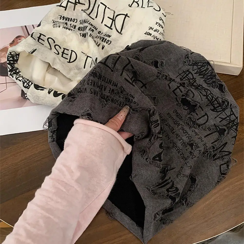 Mode Pullover Kurze Krempe Stapeln Hut frauen Persönlichkeit Großen Kopf Dünne Skullies Beanie Cap Baggy Kopf Hut Casual Beanies hut – Detail 15