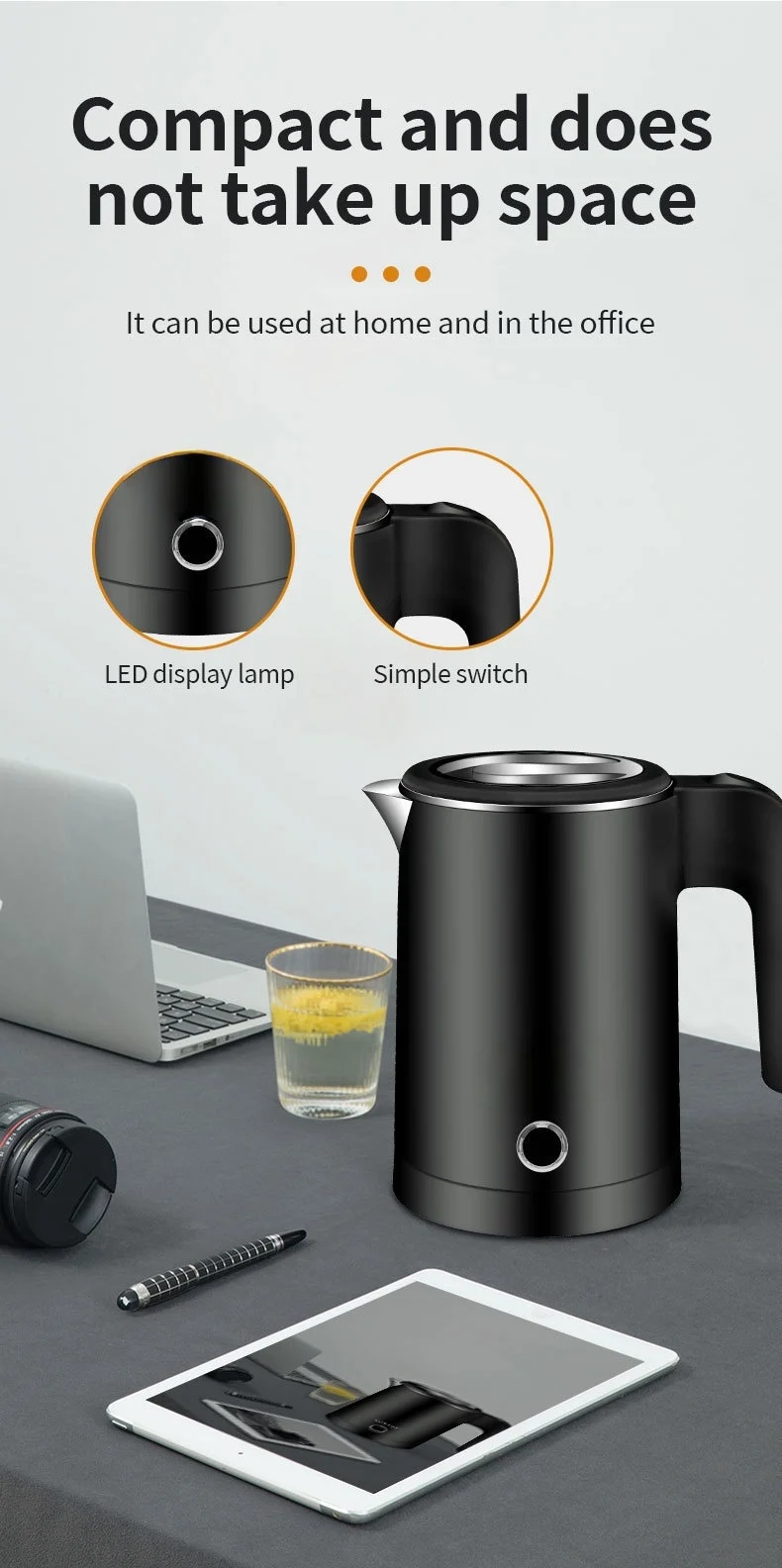 Description Picture 6 of itemTravel Electric Kettle 500ML Stainless Steel Portable Water Boiler for Tea Coffee Hotel Family Camping Kitchen Smart Kettle