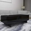 Marble rectangular living room coffee table, black modern side table, modern high gloss elegant waiting area central table 4