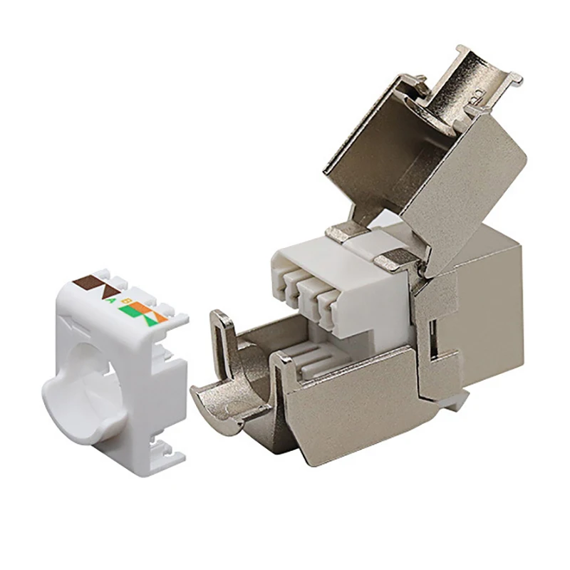 Cat7 Cat6a Zinc Alloy Tool-Less Type Keystone Jack, RJ45, STP for 22-26 AWG Adapter Coupler