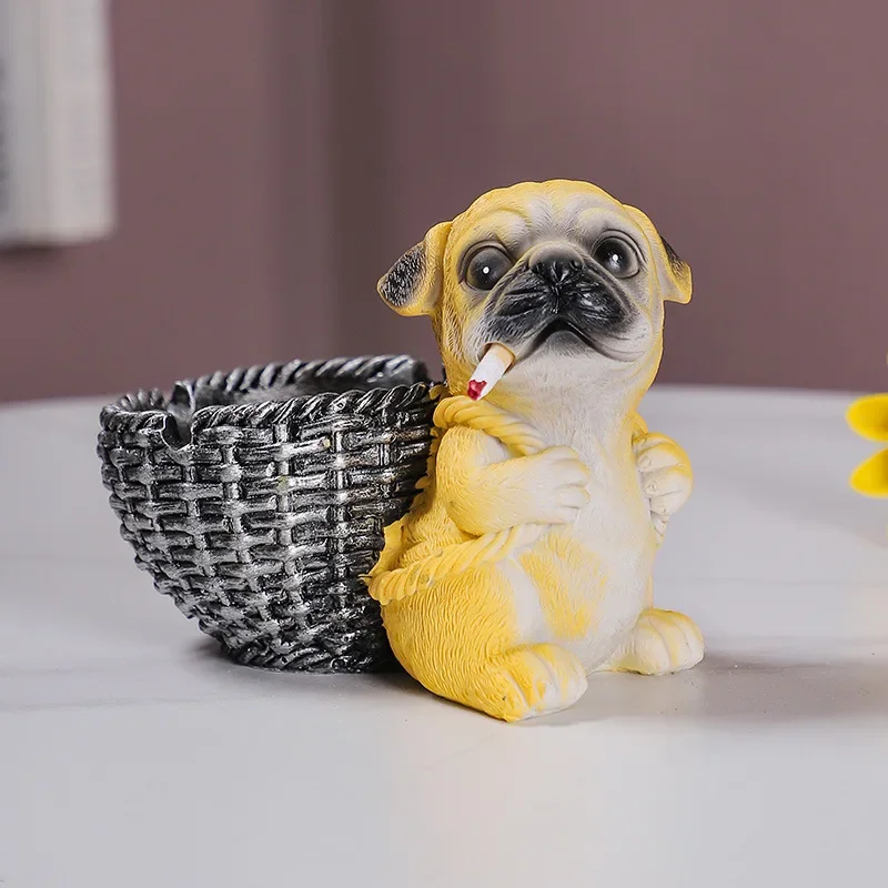 Hot Ashtray Creative Personality Diligent Dog Carrying Basket Ashtray Ornament Home Living Room Office Cute Birthday Gift