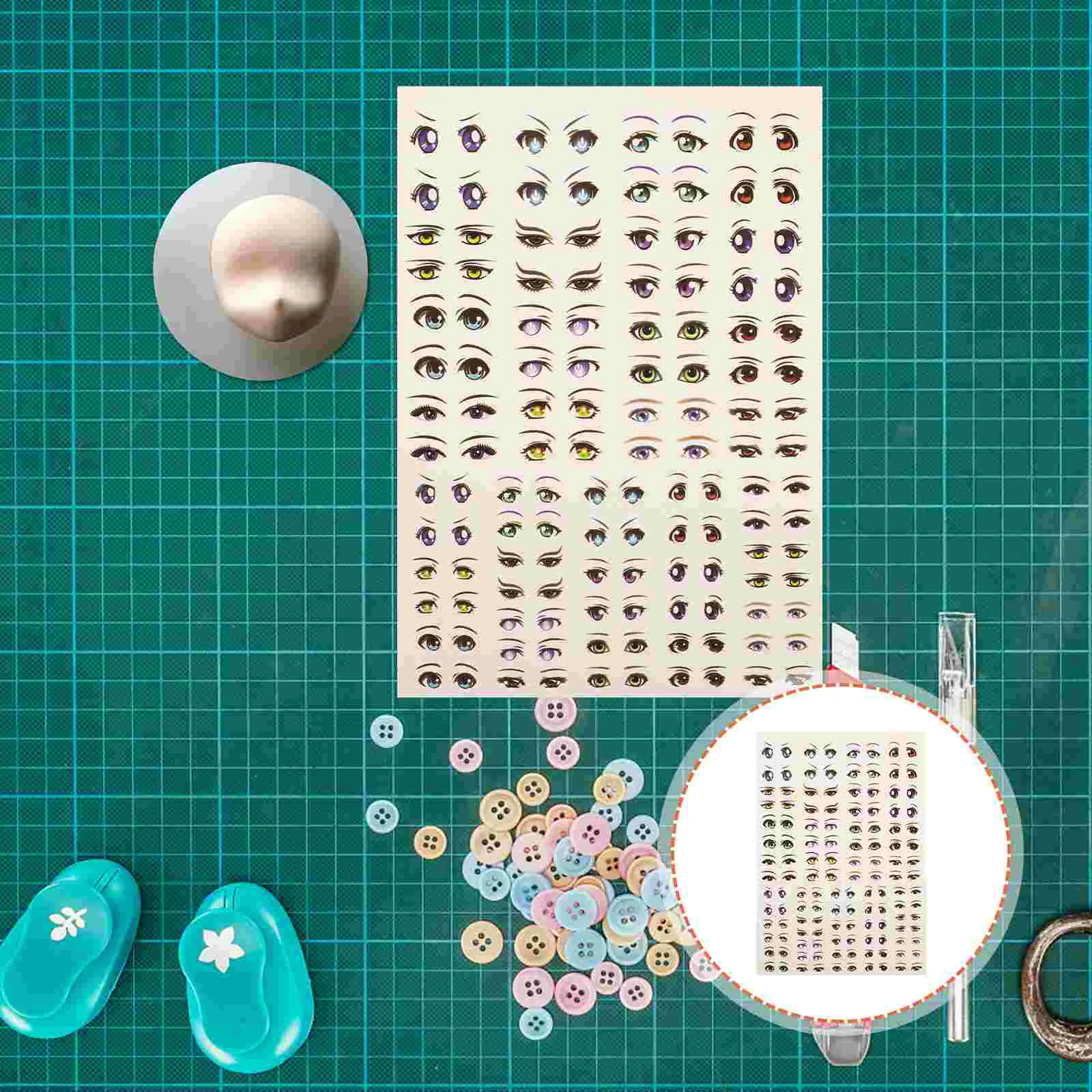 

1 лист наклеек для глаз, наклейки «сделай сам» с узорами для глаз, бумажные наклейки, самоклеящиеся анимационные наклейки для глаз