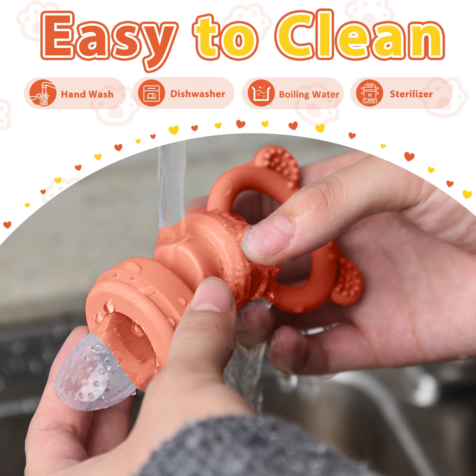 Baby Teething Relief Toy with Tray Replacement Pacifiers Breast Milk Ice Pop Molds Silicone Baby Fruit Feeder BPA-Free - 2