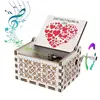 2024 Wooden Engraving Vintage Music Box Hand-Cranked Music Box Girlfriend Wife Can't Help Falling In Love Birthday Presents Gift 2