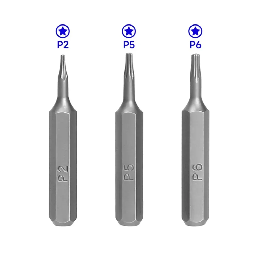 Screwdriver Set 10pcs Pentacle Star Screwdriver Head 28mm Hexagonal Handle Screwdriver Bit Electric Tool Drill P2 P5 P6