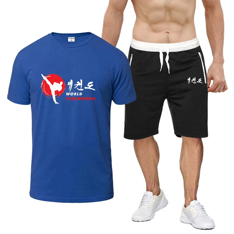 Summer Mens Comfortable Leisure Print Tshirt Shorts Set