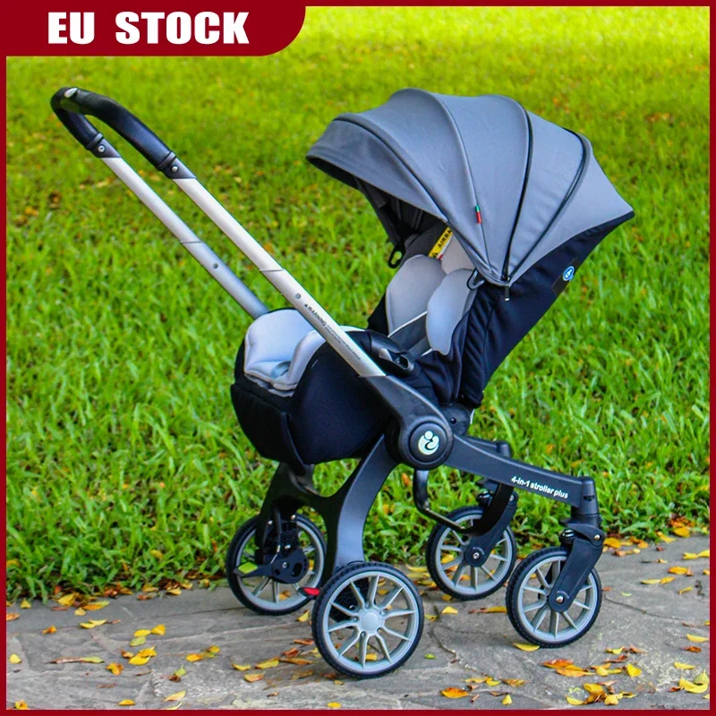 EU STOCK 4 in1 baby stroller Multifunctional newborn baby carriage Foldable Basket type seat Lightweight Travel Pram car seat 1