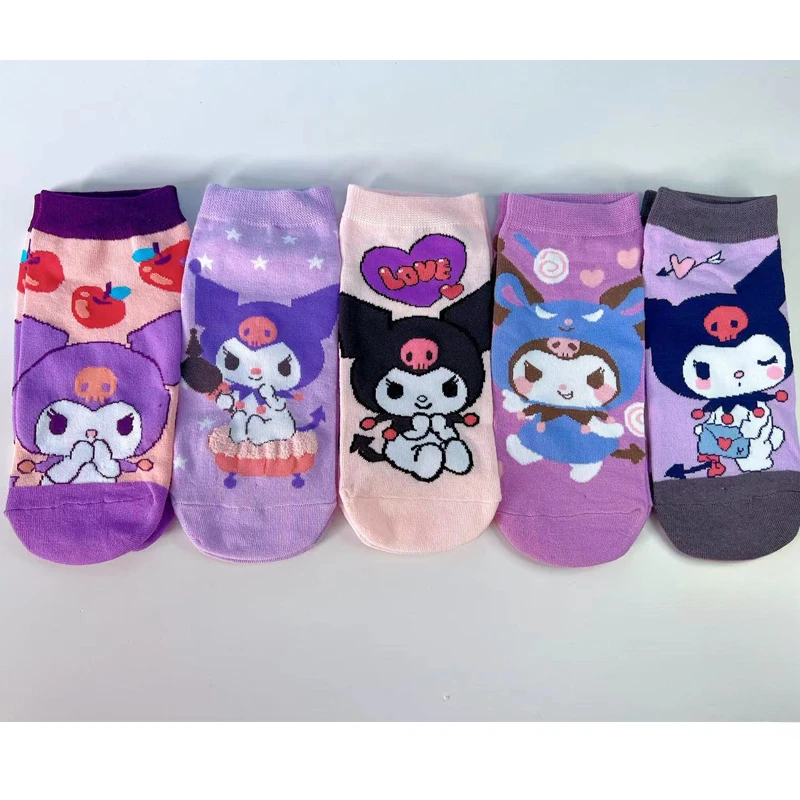 

5pairs Sanrio Women's Socks Cartoon Hello Kitty My Melody Harajuku Mid-tube Cotton Sports Breathable Student Sock Christmas Gift