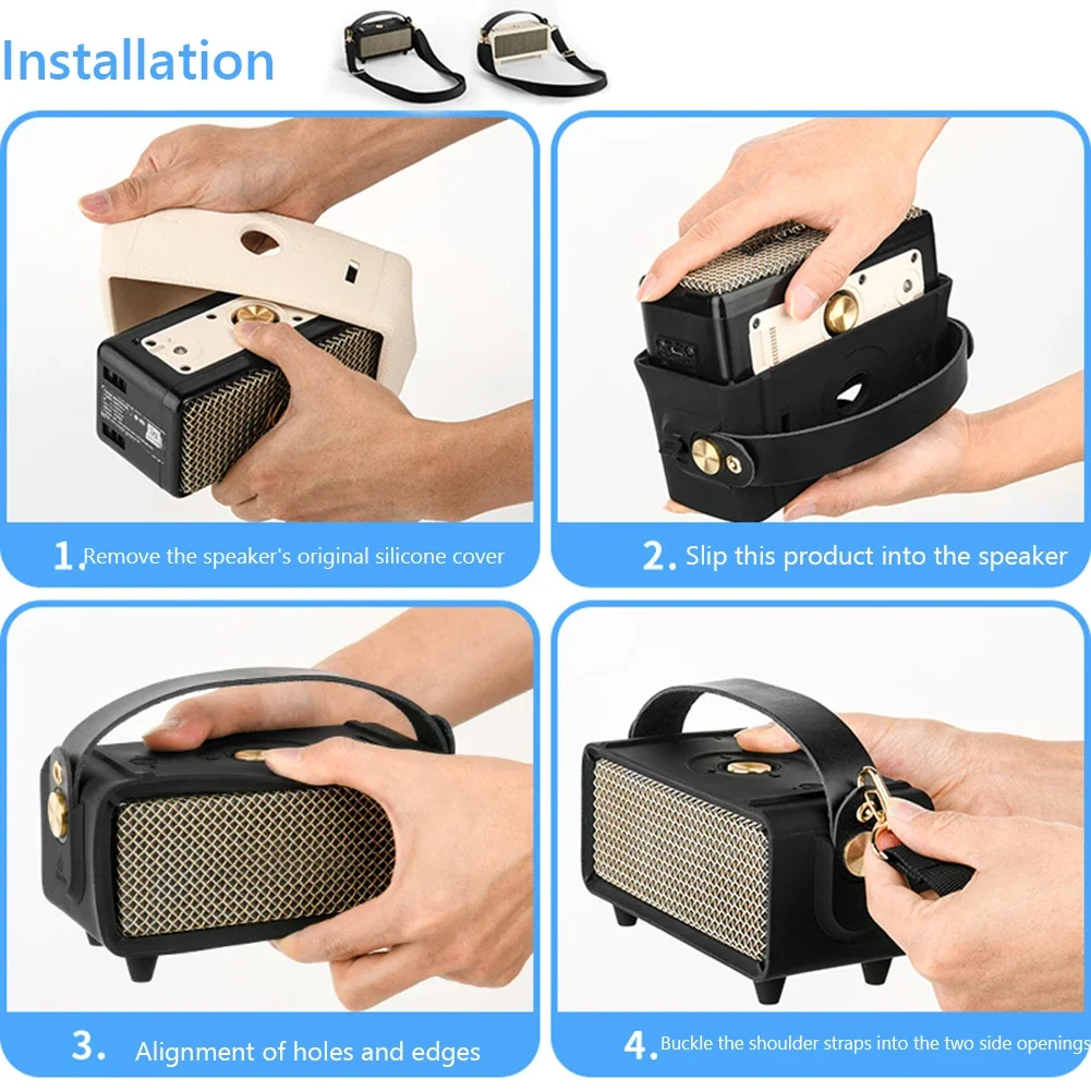 Silicone Cover Case with Handle Strap and Shoulder Strap Speaker Cover Shockproof Anti-Scratch for Marshall Emberton II Speaker