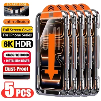 5 Pezzi Pellicola Protettiva HD Facile da Installare per iPhone 17 16 13 Pro Max 11 15 14 16e 12 Mini XR X Xs 7 8 Plus Air in Vetro Temperato