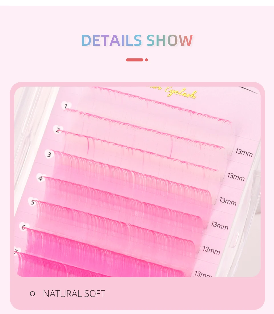 Farbe klassische individuelle Wimpern Nerz Wimpern lila blau schwarz rosa orange gelb grün Premium Farbe Make-up Wimpern Farbe Zilien – Detail 5